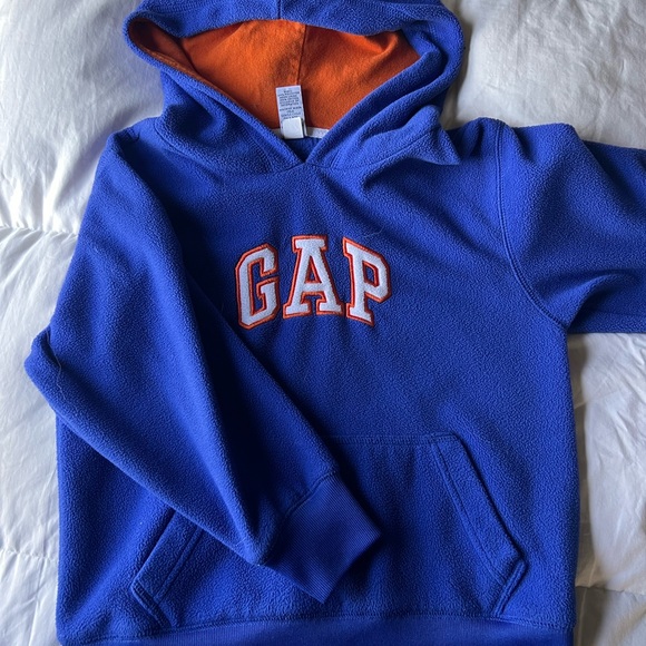 Gap Kids XS (4–5) Fleece Hoodie Royal Blue w/ Orange Hood - Picture 2 of 10